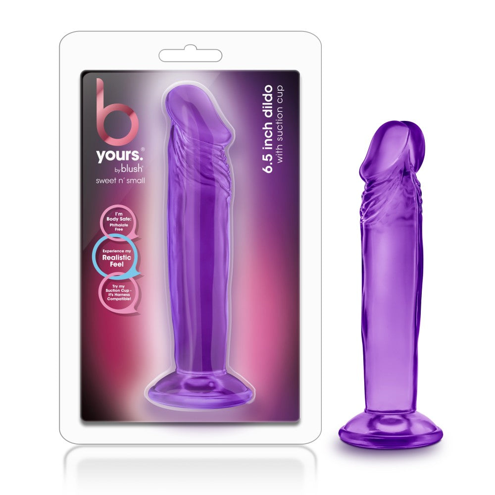B Yours By Blush® | Sweet N' Small 6.5 Realistic Purple 6.5-Inch Long Dildo With Suction Cup Base、mySite、bottomscart