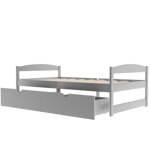 Twin size platform bed, with two drawers, espresso、、casual