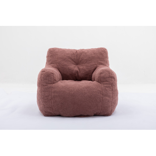 010-Soft Teddy Fabric Tufted Foam Bean Bag Chair With Teddy Fabric Dark Gray、、casual