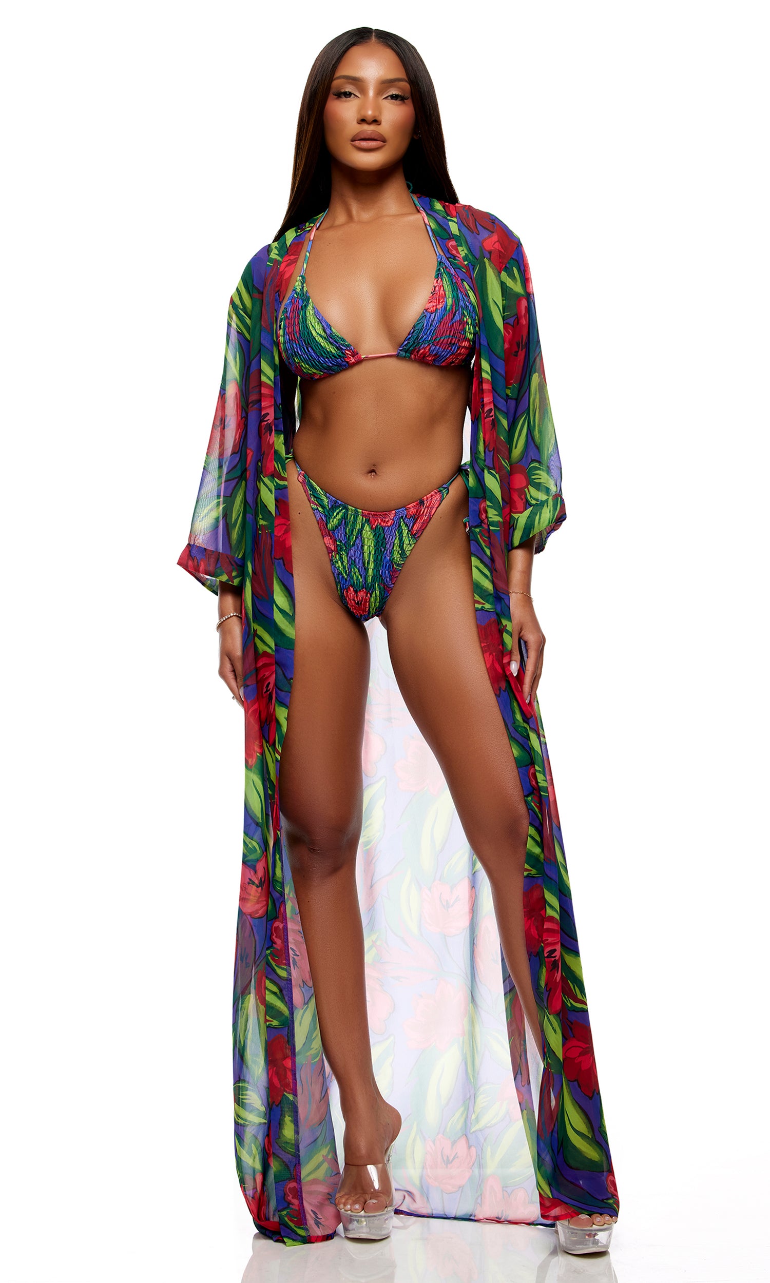 Termoli Mesh Pool Kimono - Painted Flora、mySite、bengalsvssteelers