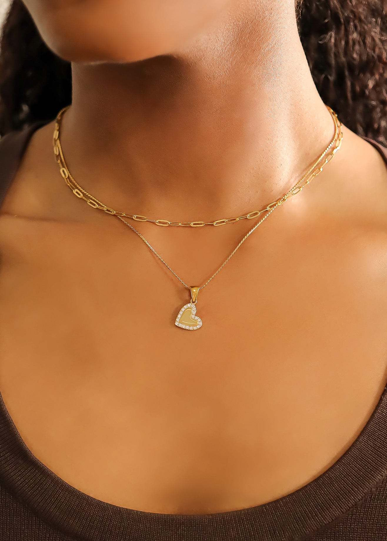 18K Gold PVD Stainless Steel CZ Heart Charm / SBB0289、mySite、dreamappss