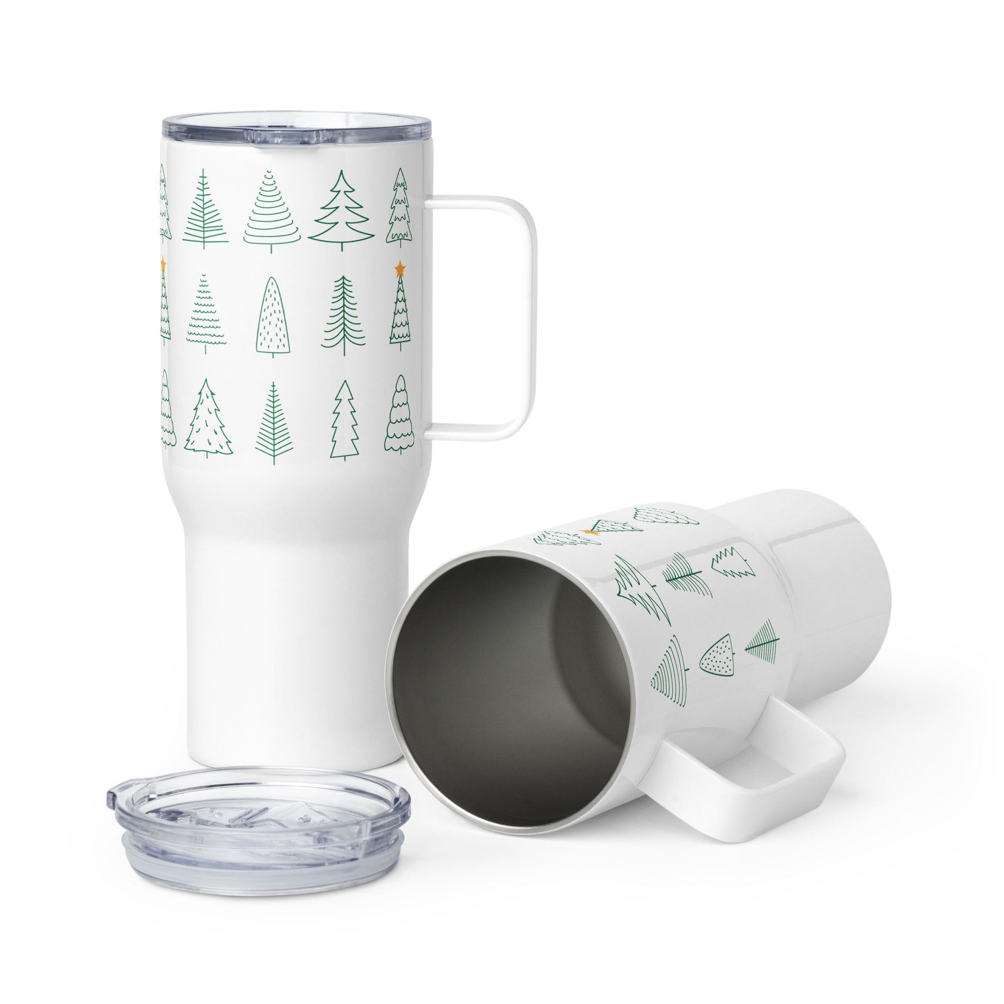 Christmas Trees 25oz Handle Tumbler Travel Mug、mySite、camillekostekn