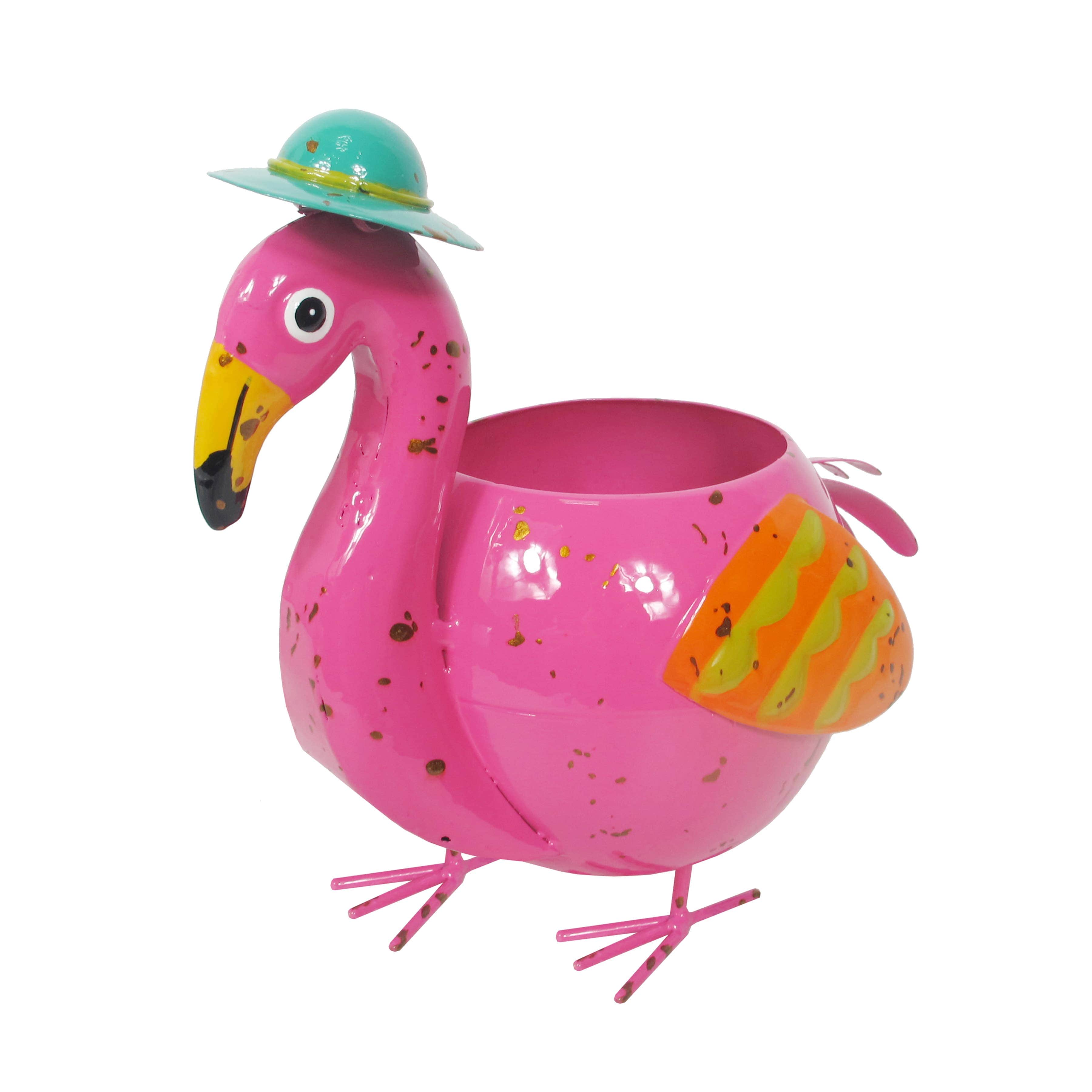 Mini Flamingo Planter-Indoor/Outdoor, Colorful Enamel Paint、mySite、g9winljtr