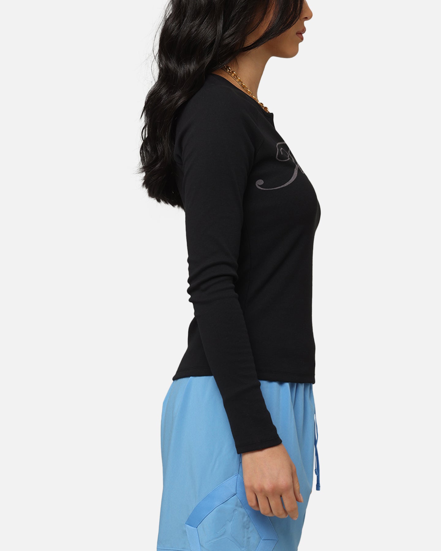 Jordan Women's Long-Sleeve Ribbed Knit Top Black/Medium Grey、mySite、zt4zffjzw