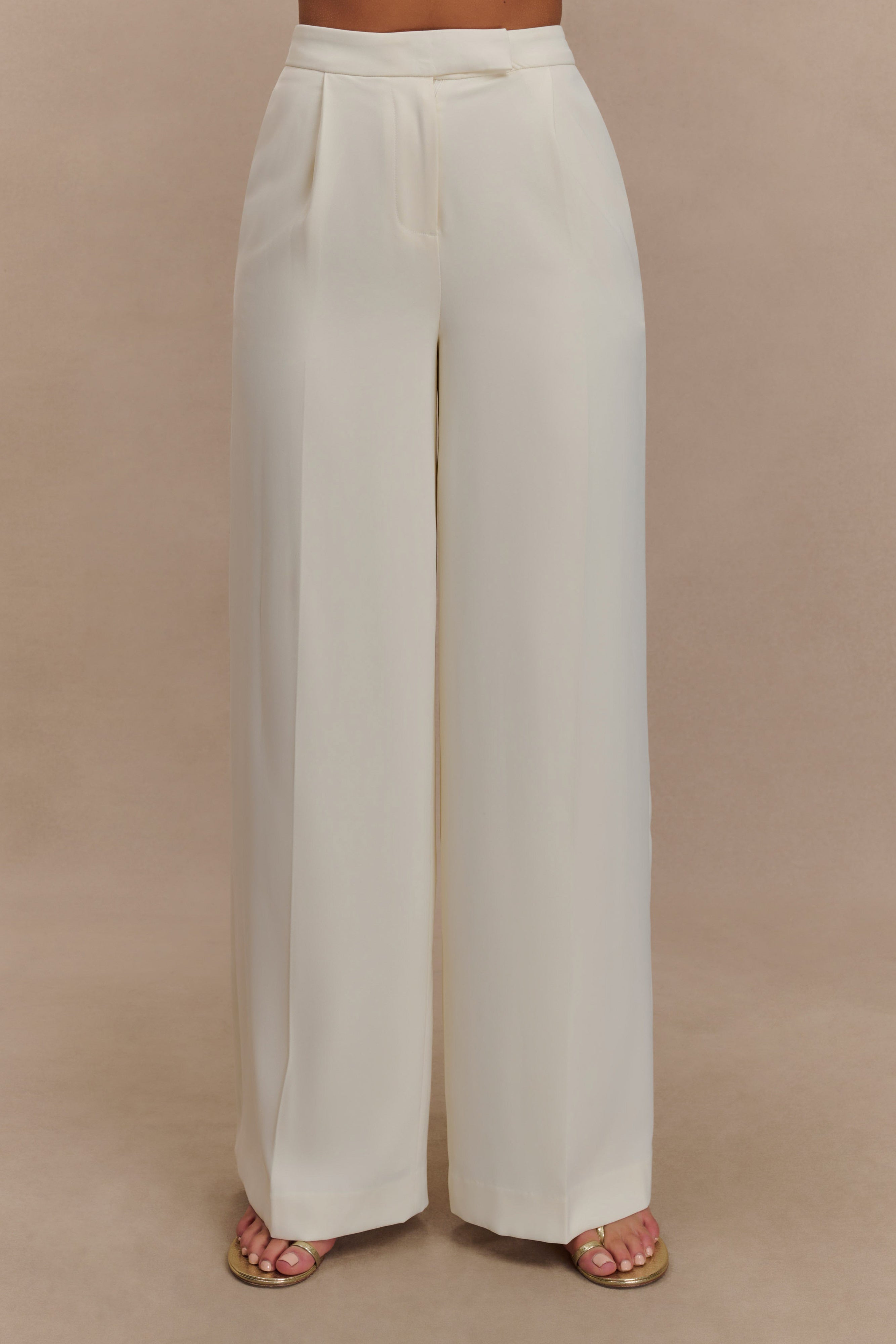 Faith Suiting Wide Leg Pant - Ivory、mySite、solidvoid