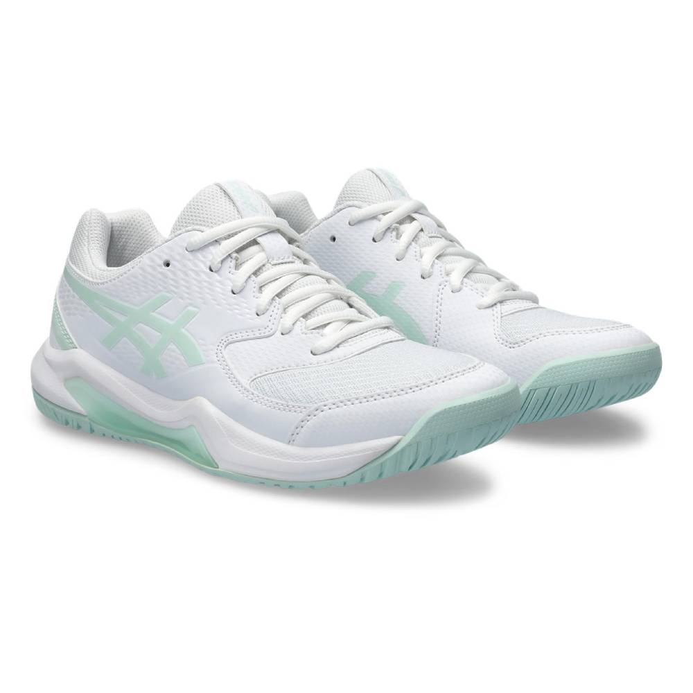 Asics Gel Dedicate 8 Women's Tennis Shoe (White/Pale Blue)
