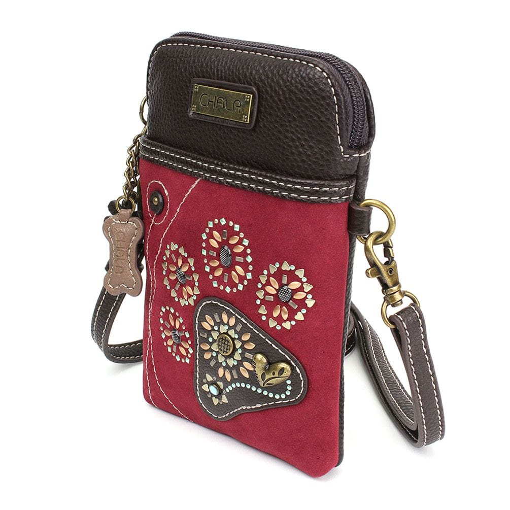Dazzled Red Paw Print Cell Phone Crossbody by Chala-Vegan!、mySite、g9winljtr