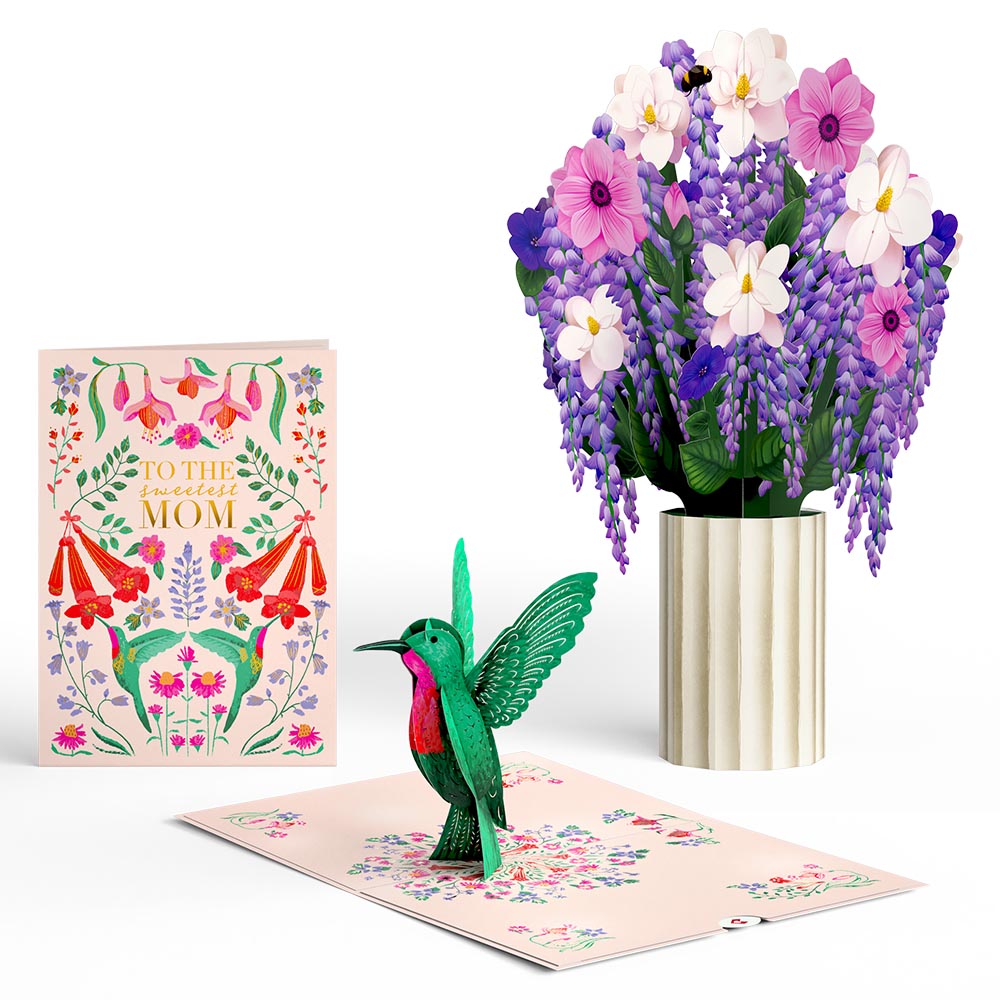 Sweetest Mom Hummingbird Pop-Up Card & Bouquet Bundle、mySite、solidvoid