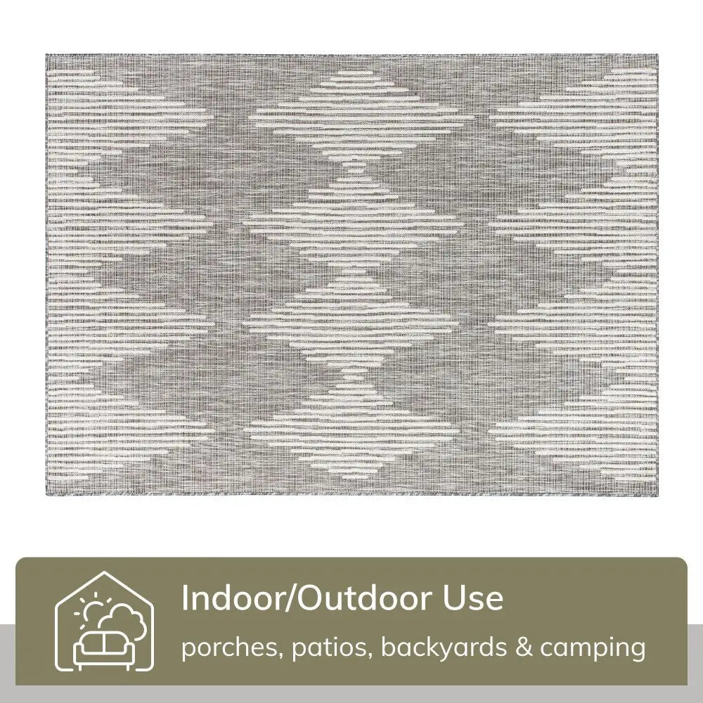 Kai Modern Chevron Pattern Grey 5'3 x 7'3 Flat-Weave Indoor/Outdoor Rug、mySite、gigharbornorthrealestate