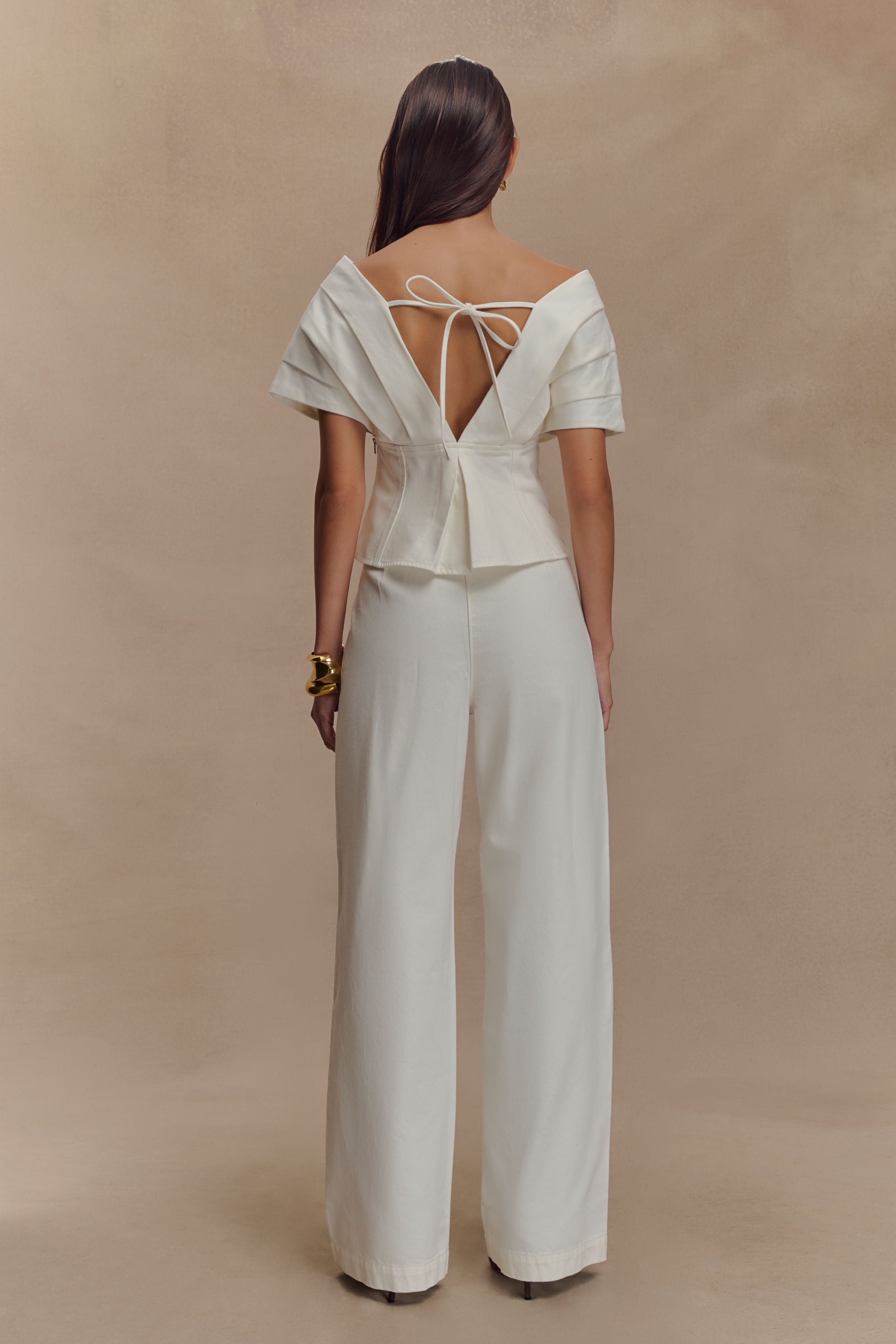 Rayne Wide Leg Denim Jeans - White、mySite、solidvoid