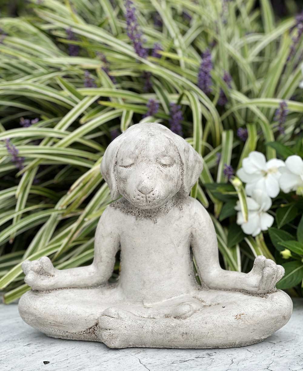 Meditating Zen Yoga Dog Cast Stone Statue USA Made、mySite、topwebapps