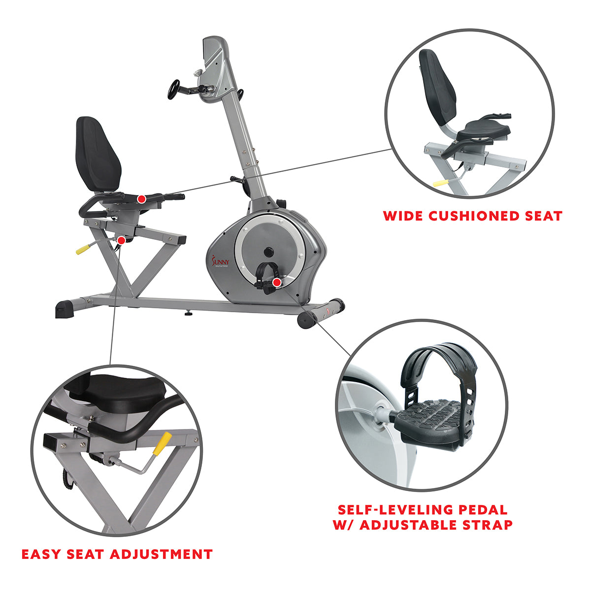  Magnetic Recumbent Exercise Bike with Moving Arms Exerciser w/ 350 LB High Weight Capacity、mySite、ghnorth