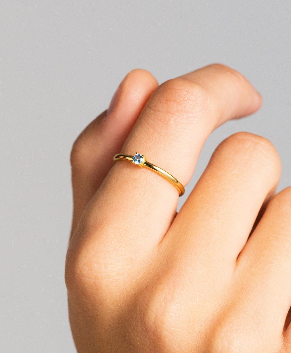  Rosa Ring Blue 18ct Gold Plated