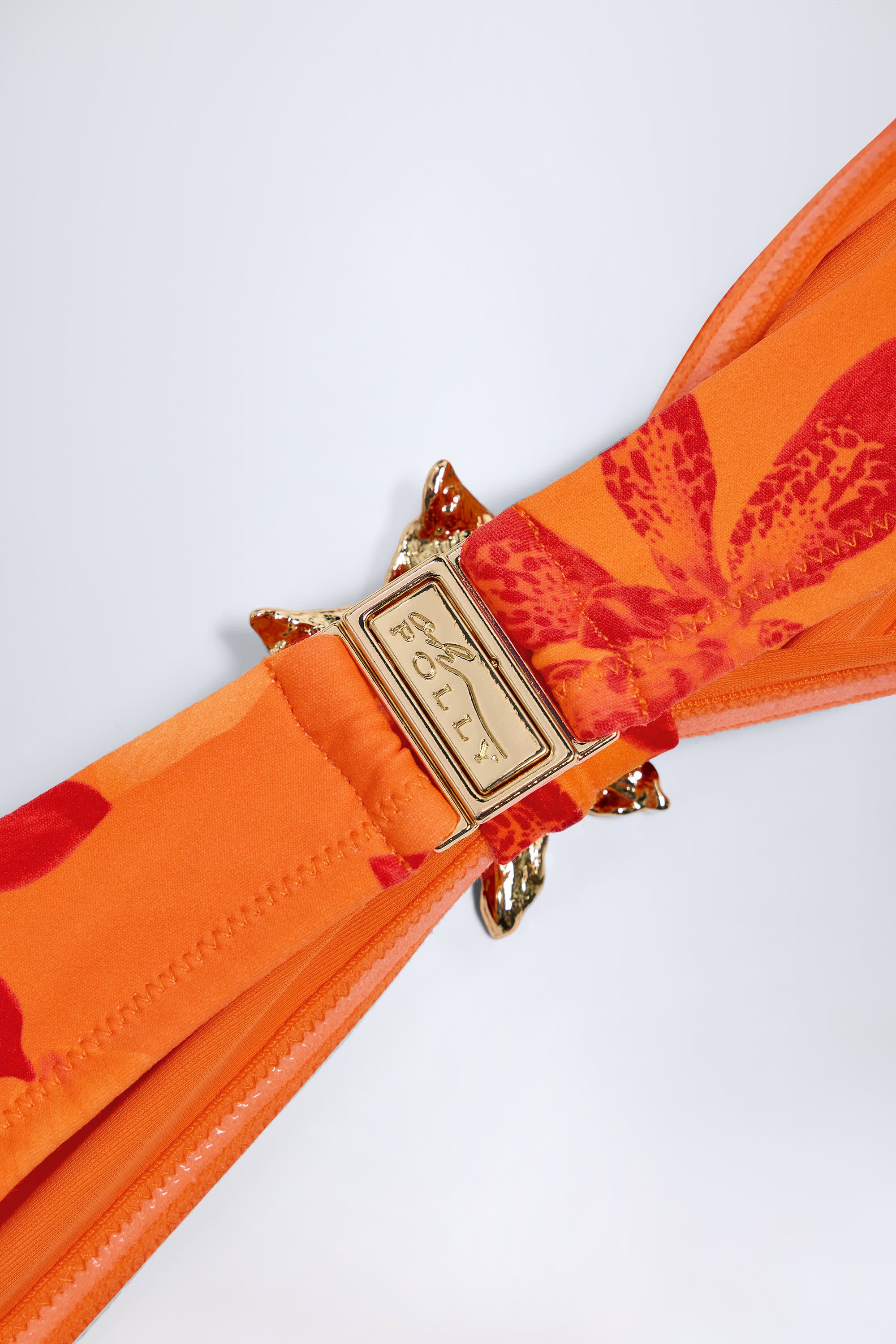  Hardware-Detail Halterneck Bikini Top in Orange Orchid Print、mySite、sugarbowlscore