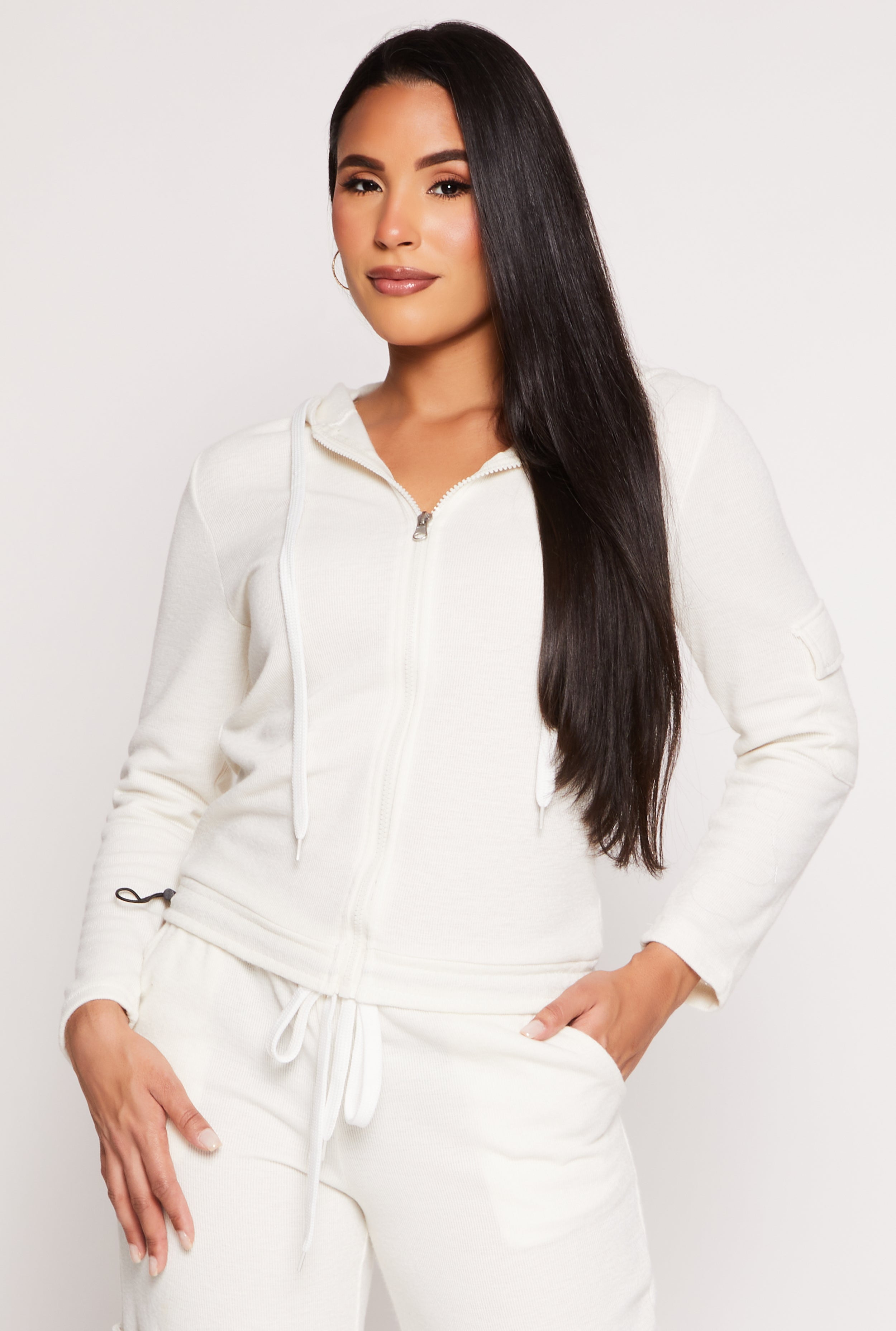 Cargo Pocket Sleeve Zip Front Hoodie、mySite、camillekostekn