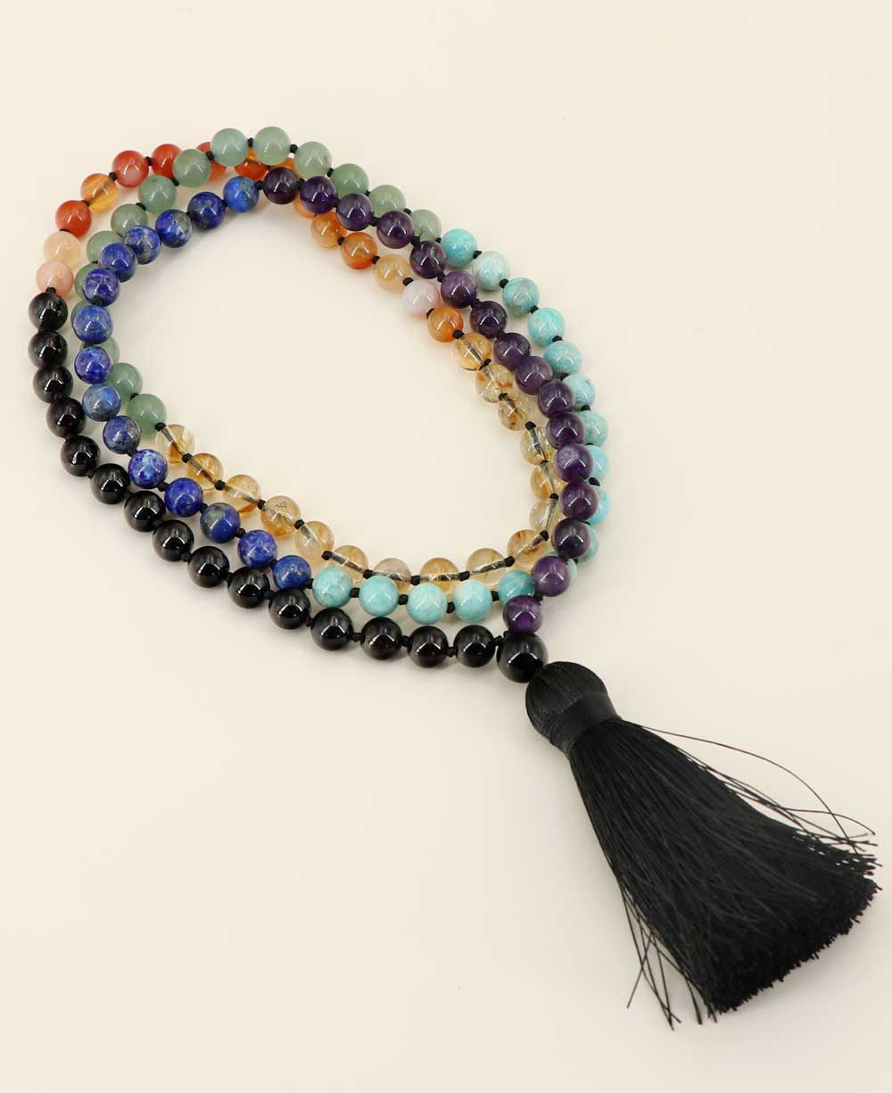 108 Knotted Gemstone Beads Chakra Meditation Mala、mySite、topwebapps