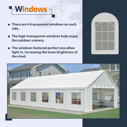 20x40FT Party Tent Heavy Duty, Large Wedding Event Shelters with 3 Carry Bags & Removable Sidewalls, Outdoor Canopy Gazebo Commercial Tents for Parties Carport Camping Garden Patio、、eastwooduniform
