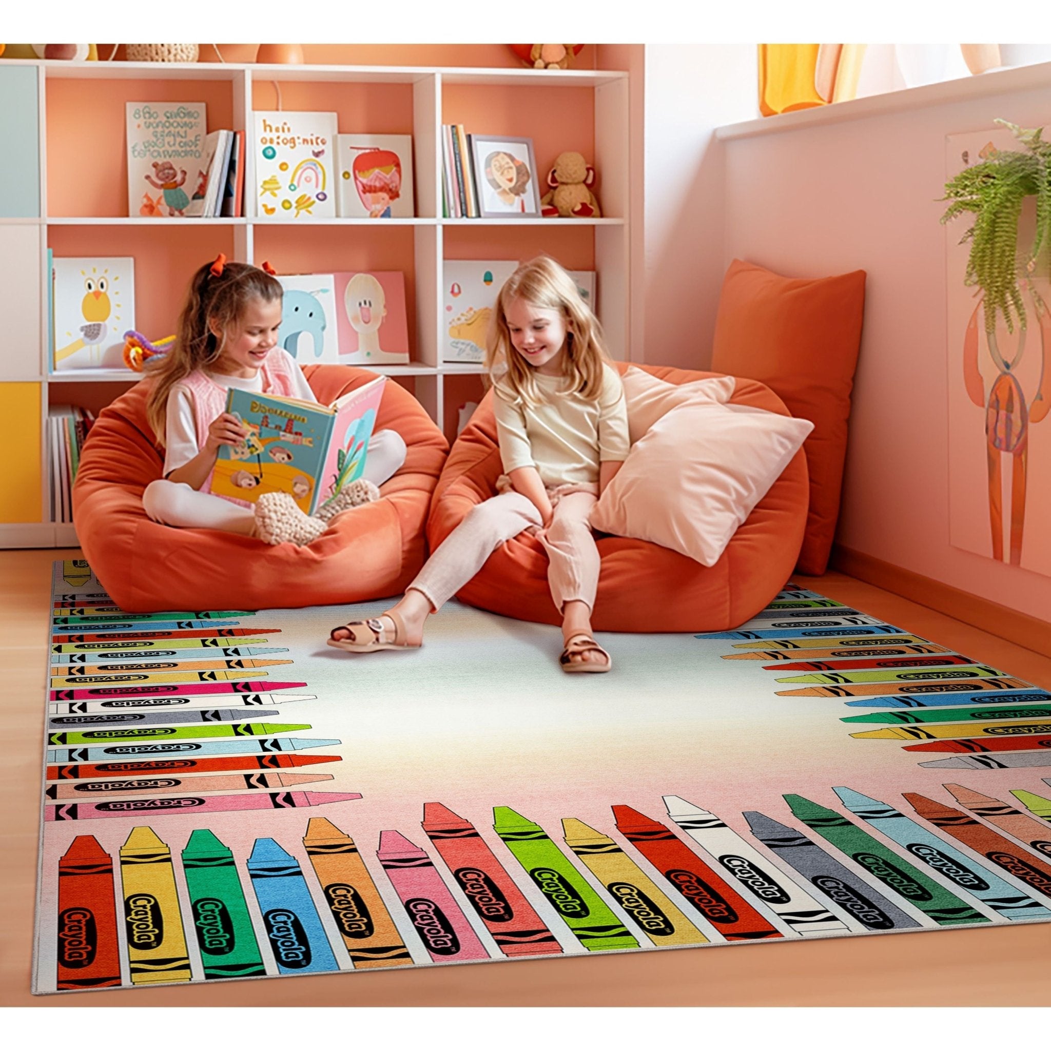 Crayola Modern Crayon Parade Playroom 5' x 7' Multi Color Area Rug By Well Woven、mySite、gigharbornorthrealestate