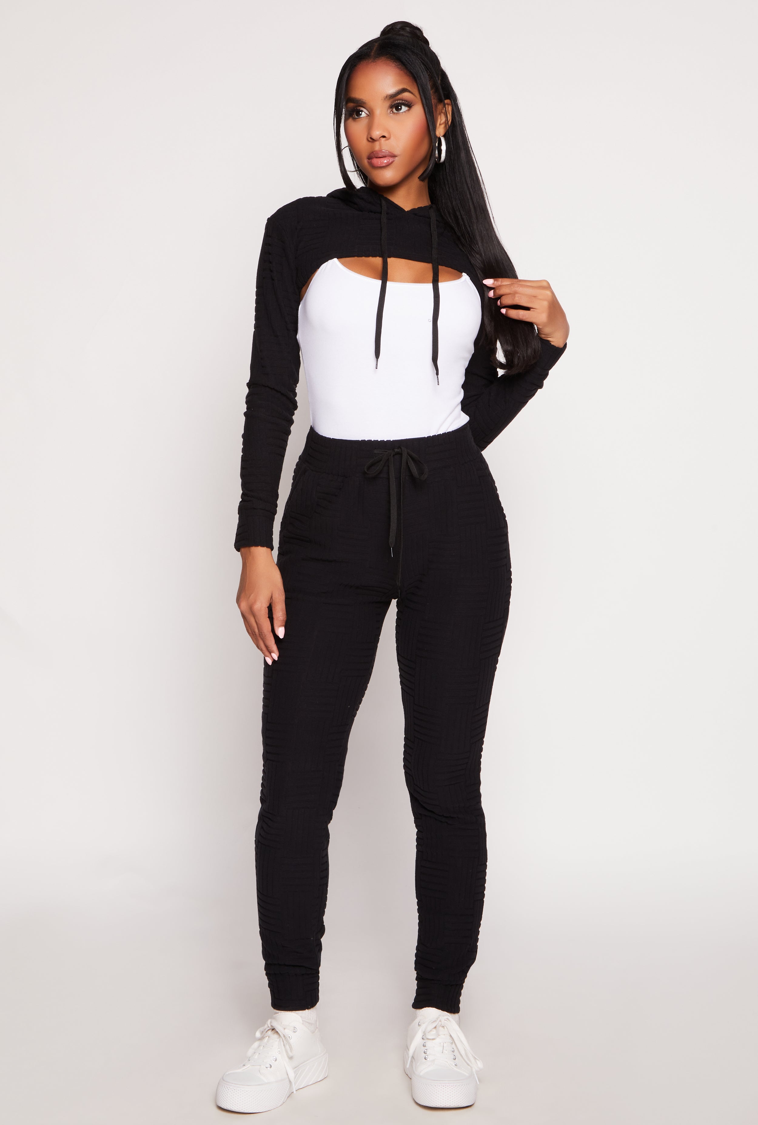 Geometric Patterned Shrug Sweatshirt、mySite、camillekostekn