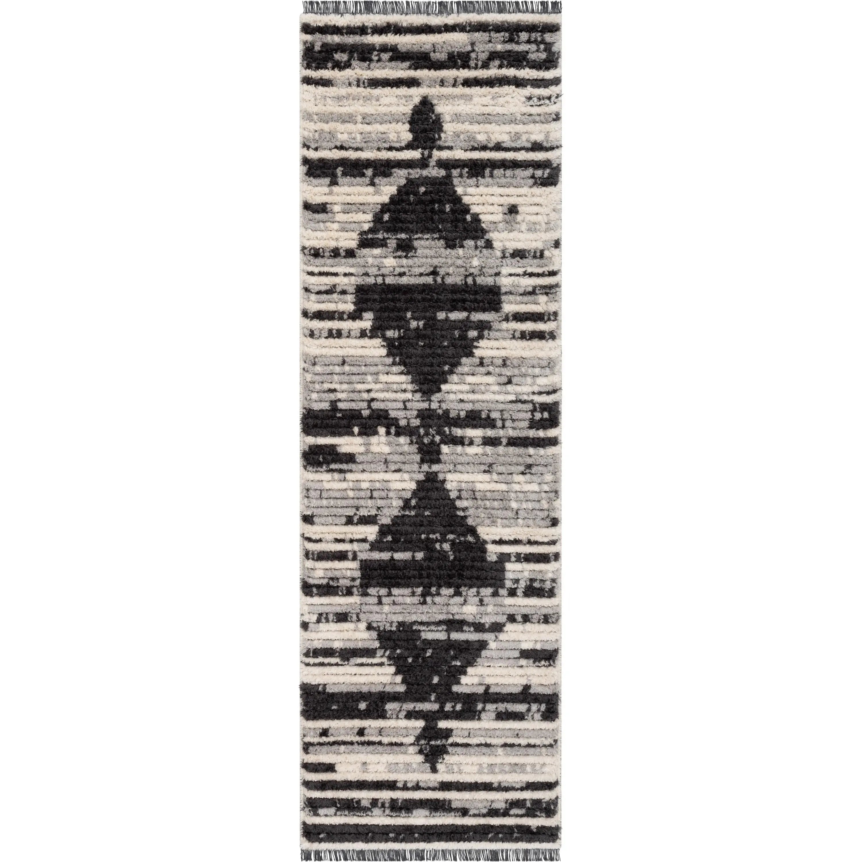 Sakari Moroccan Diamond Medallion Pattern Grey High-Low Textured Pile Rug、mySite、gigharbornorthrealestate