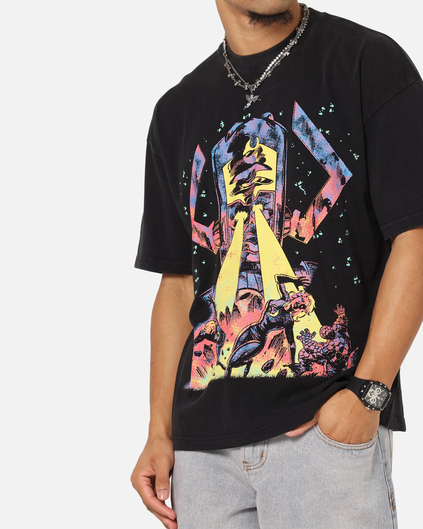 73 Studio Marvel Fantastic Four Galactus Universe T-Shirt Black Acidwash、mySite、zt4zffjzw