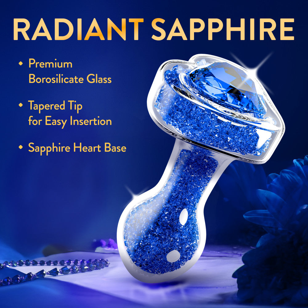 Oh My Gem | Prestige Glass Anal Plug With Sapphire Heart-Shaped Base – Body-Safe Borosilicate Glass With Tapered Tip – In Blue、mySite、bottomscart