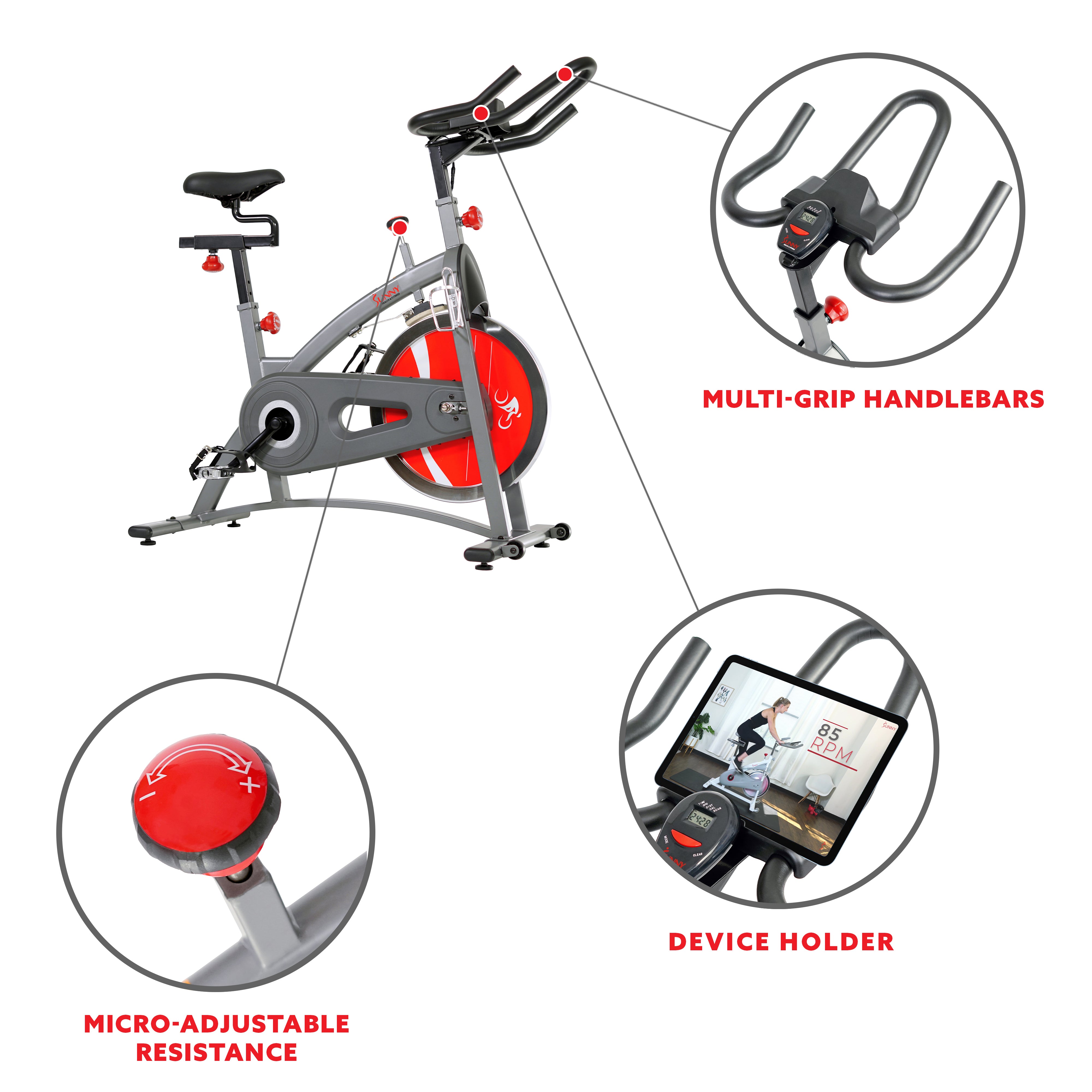  Belt Drive Exercise Bike Indoor Cycling Bike w/ LCD Monitor、mySite、ghnorth