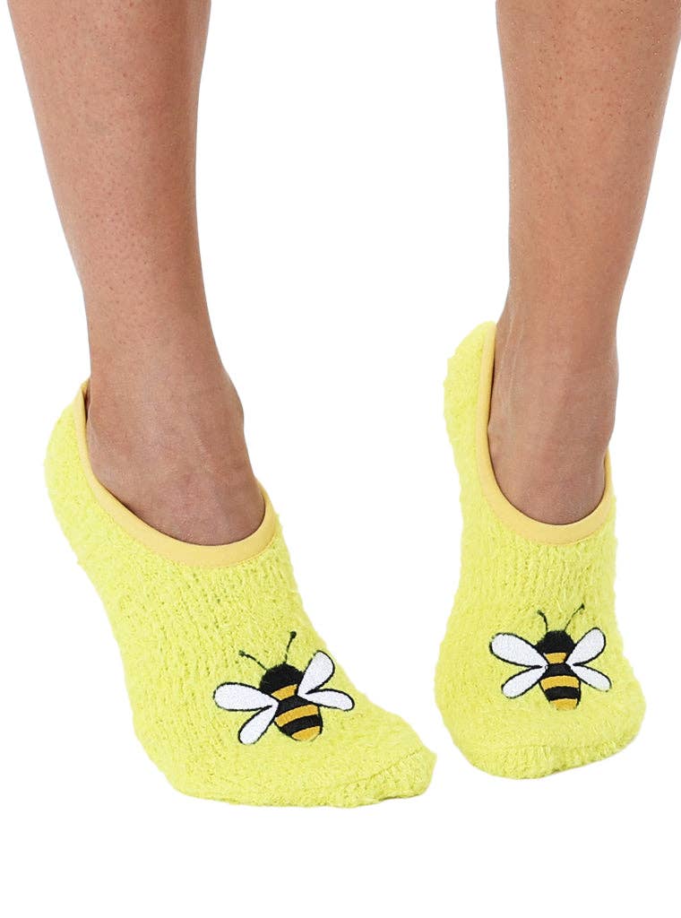 Fuzzy Bee Slipper Socks with Grips、mySite、g9winljtr