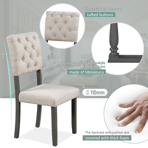 TREXM 6-Piece Dining Table and Chair Set with Special-shaped Legs and Foam-covered Seat Backs&Cushions for Dining Room (Gary)、、casual