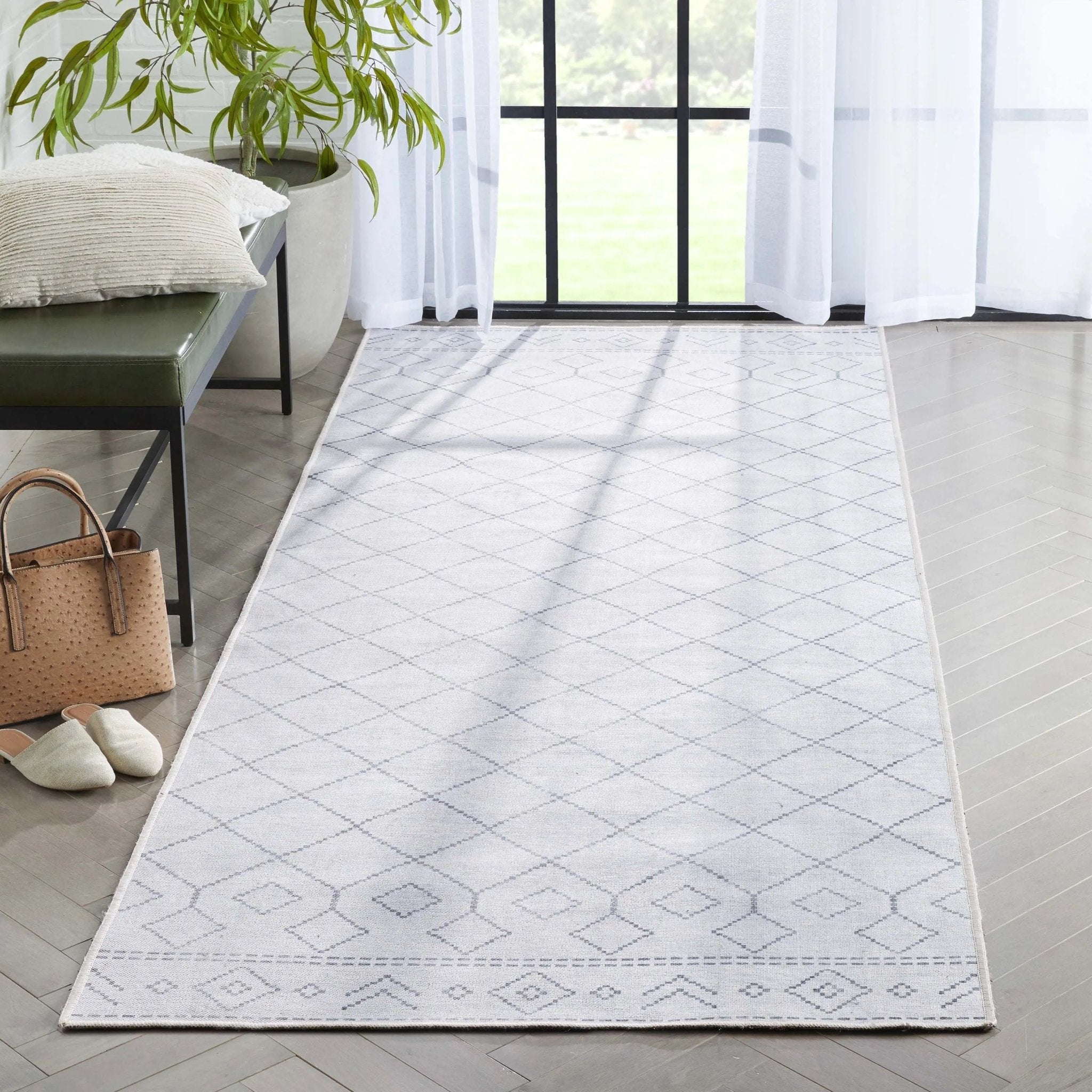 Anastasia Moroccan Trellis Pattern Ivory Grey Area Flat-Weave Rug、mySite、gigharbornorthrealestate