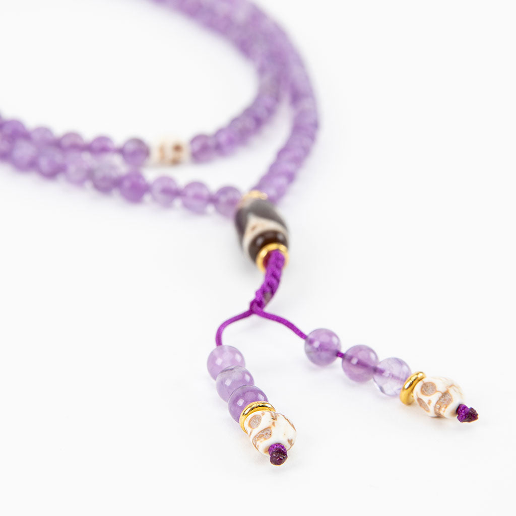 Dzi, Skull & Amethyst Mala Necklace、mySite、topwebapps
