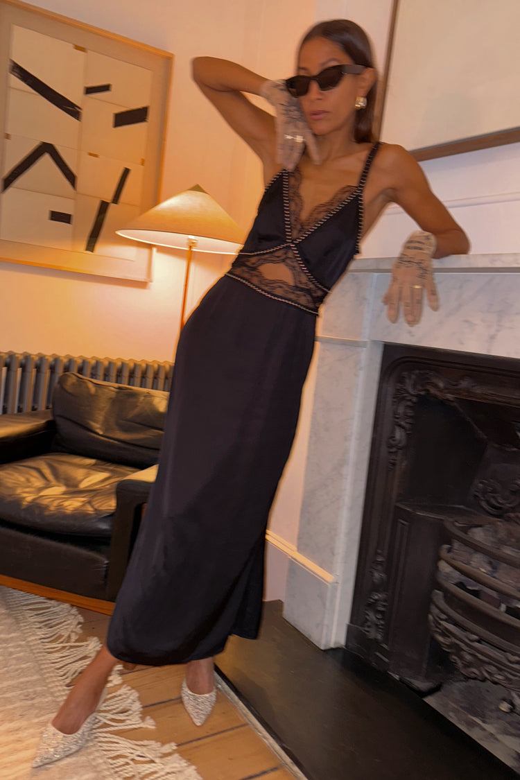 Black Mimi Dress With Stud Trim、mySite、solidvoid