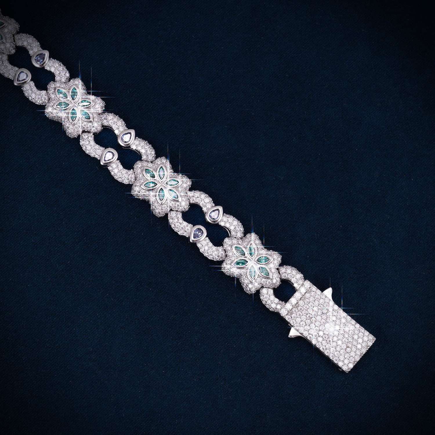 13MM Double Accent Moissanite Cuban Link Bracelet 14K、mySite、hinf8tx79