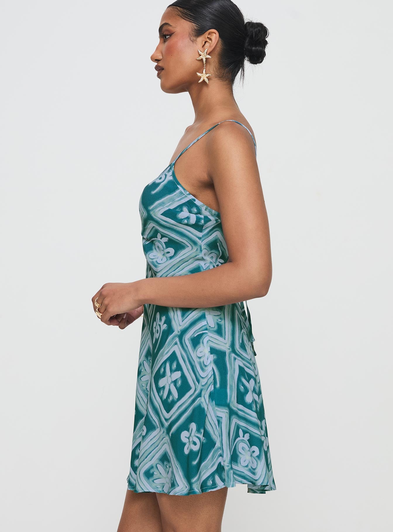 Vittorio Bias Cut Mini Dress Blue、mySite、solidvoid