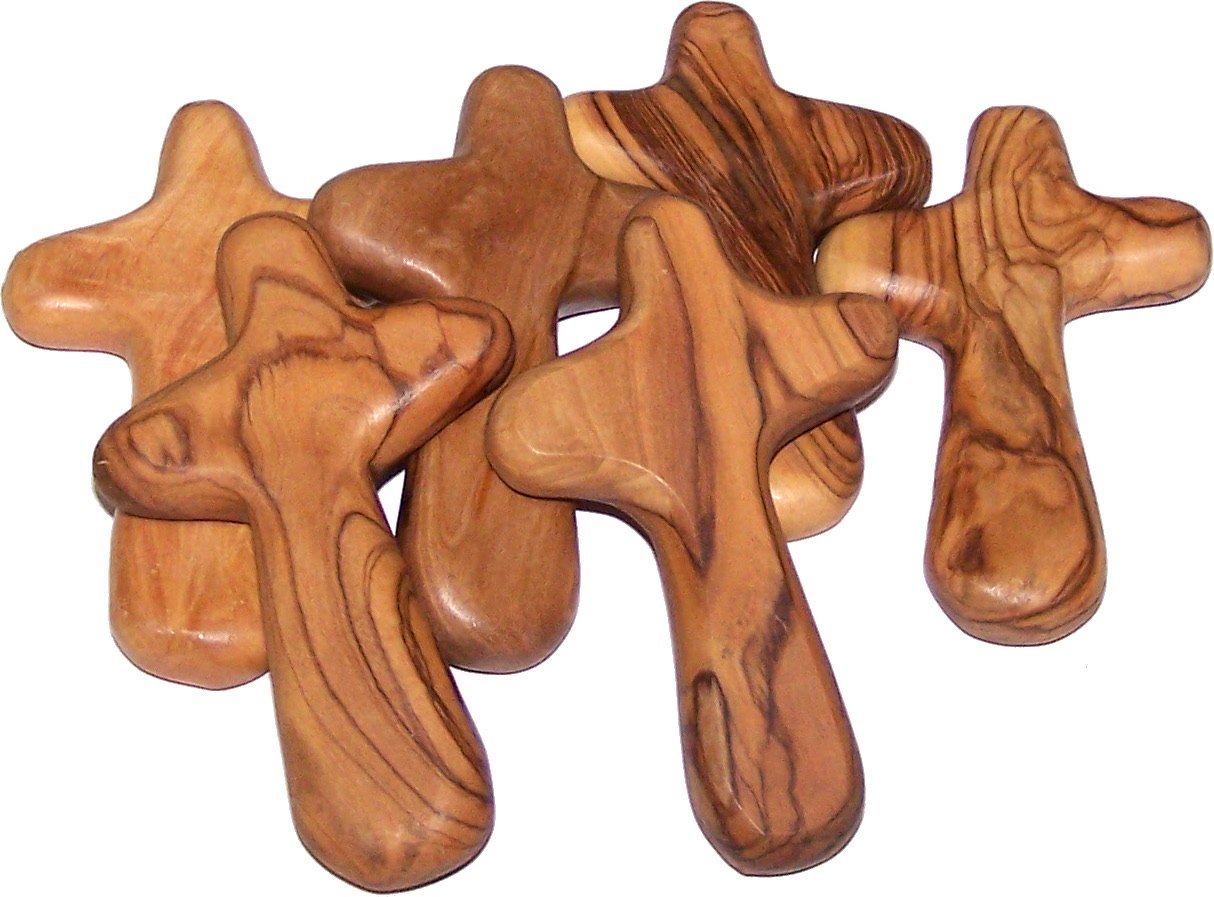  Six Olive Wood Crosses with Velvet Pouches、mySite、elrpsem3k