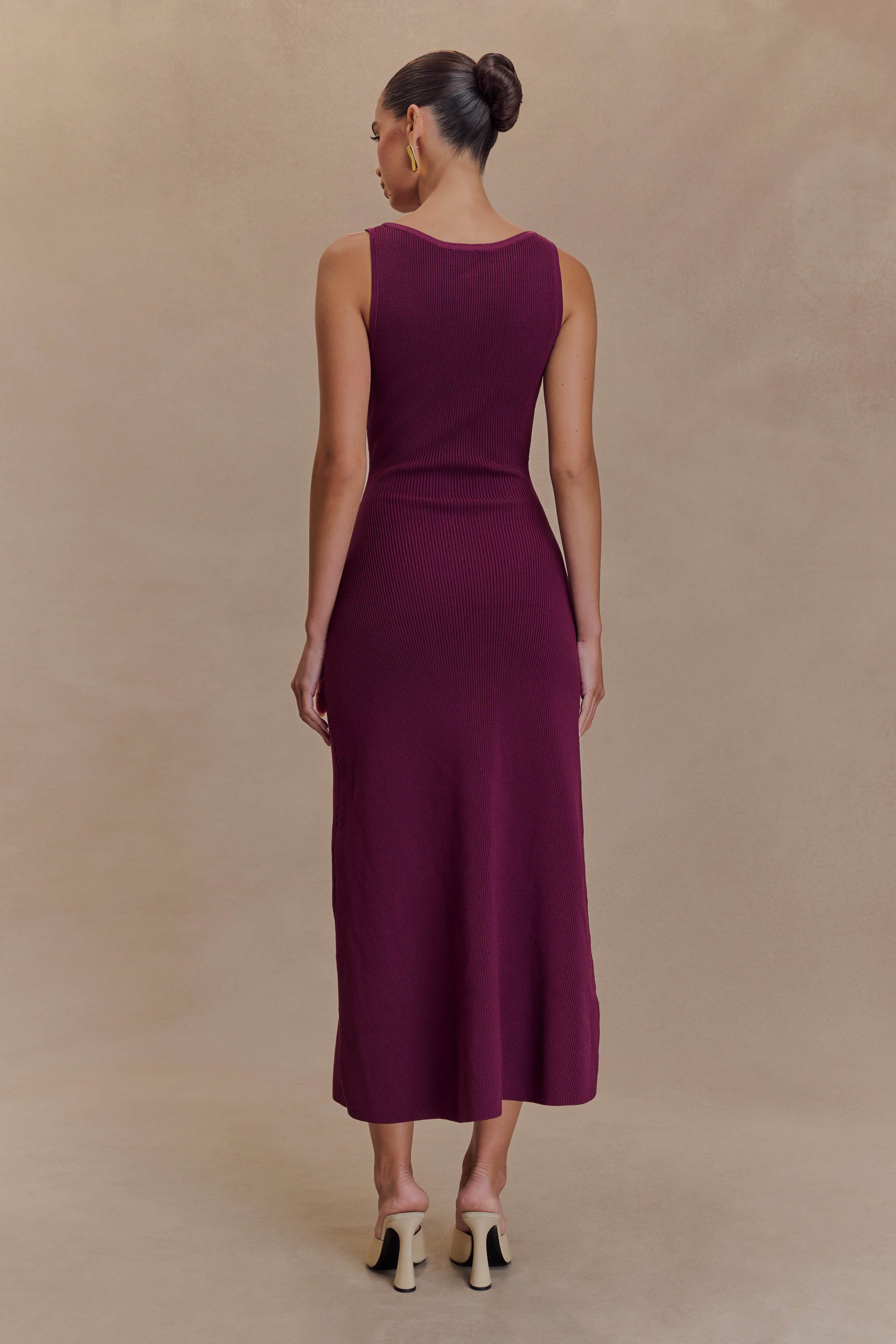 Sawyer Sleeveless Buttoned Maxi Dress - Plum、mySite、solidvoid