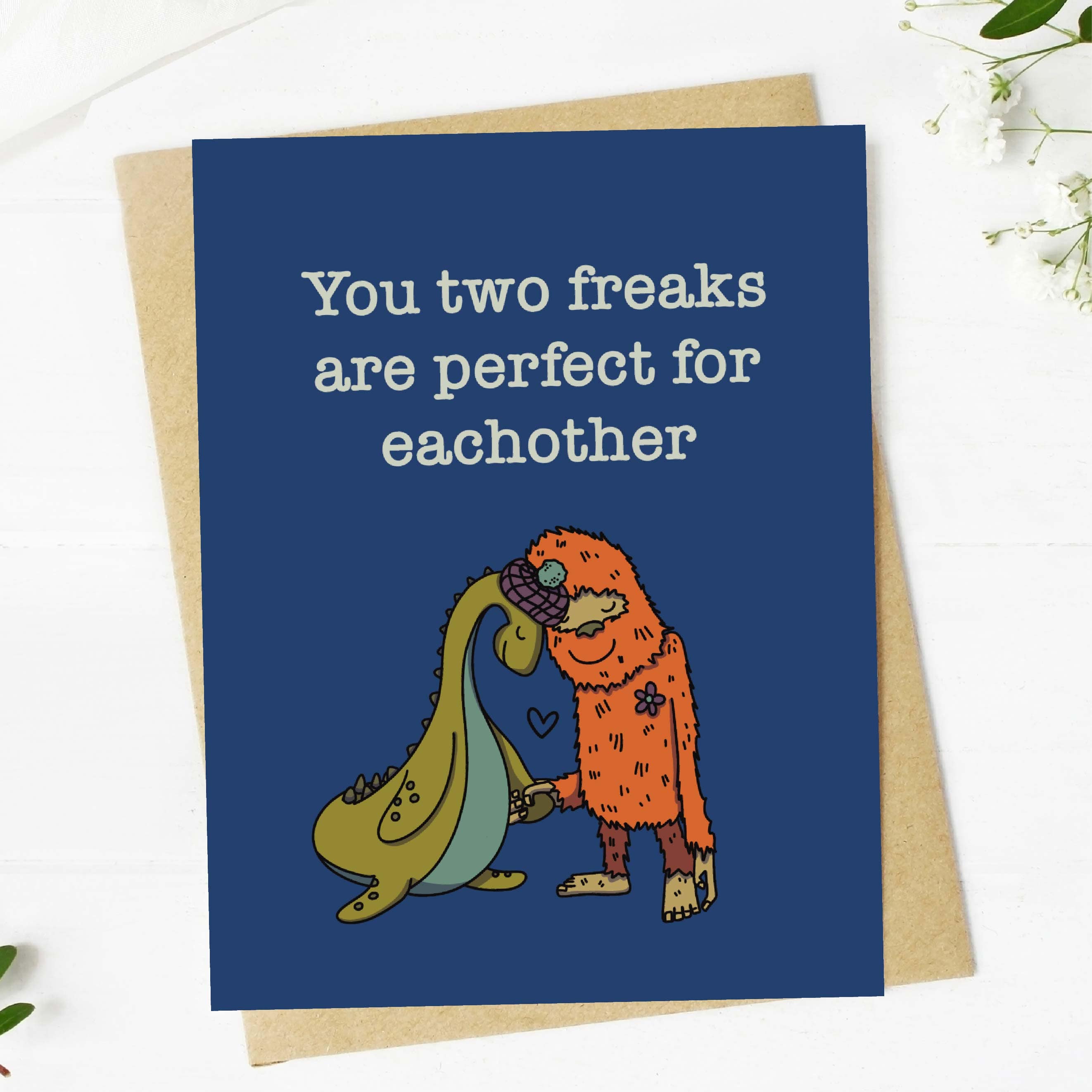  You Two Freaks Are Perfect For Eachother Funny Wedding Card、mySite、elrpsem3k