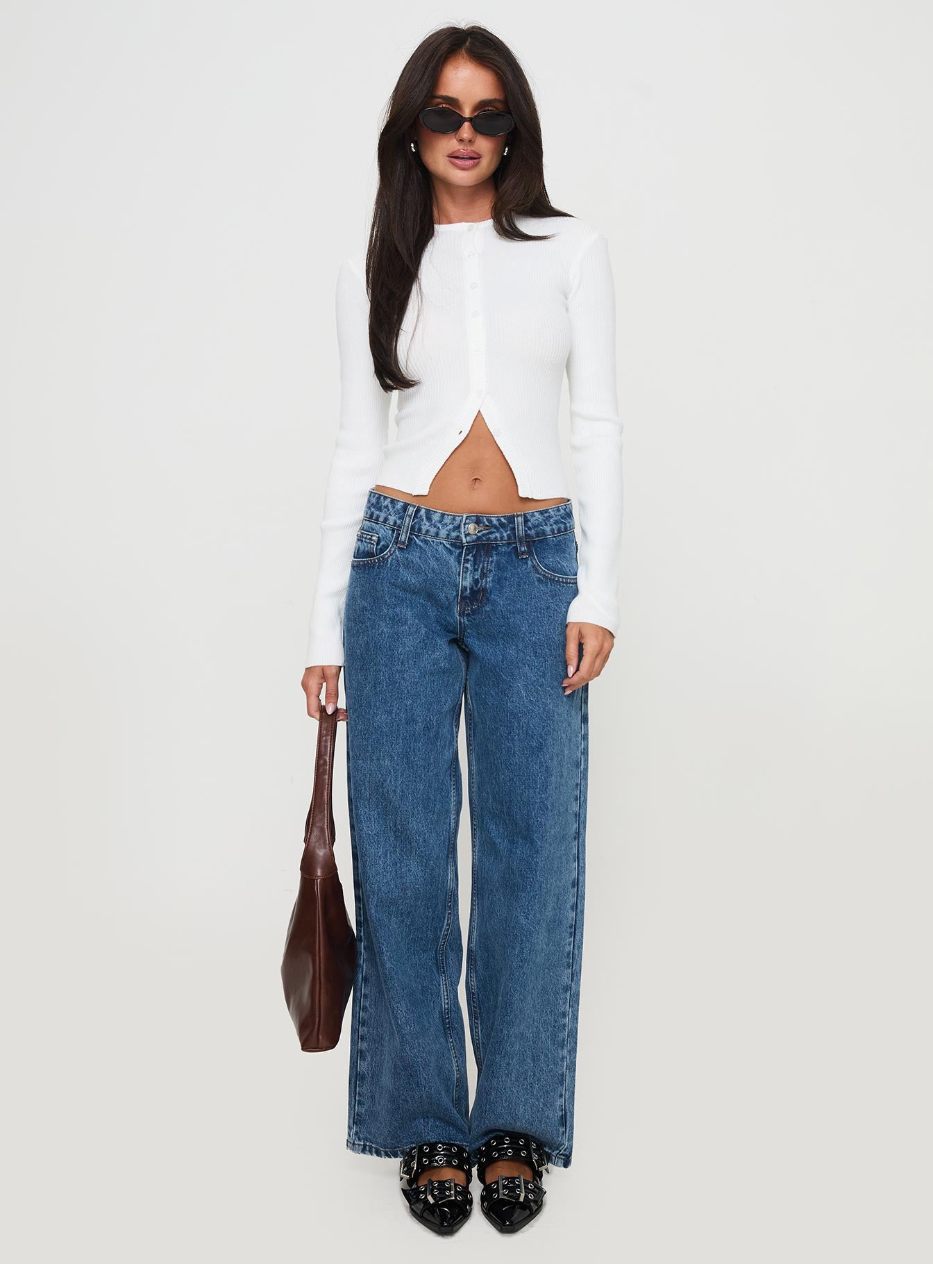 Suzu Long Sleeve Knit Top White、mySite、solidvoid