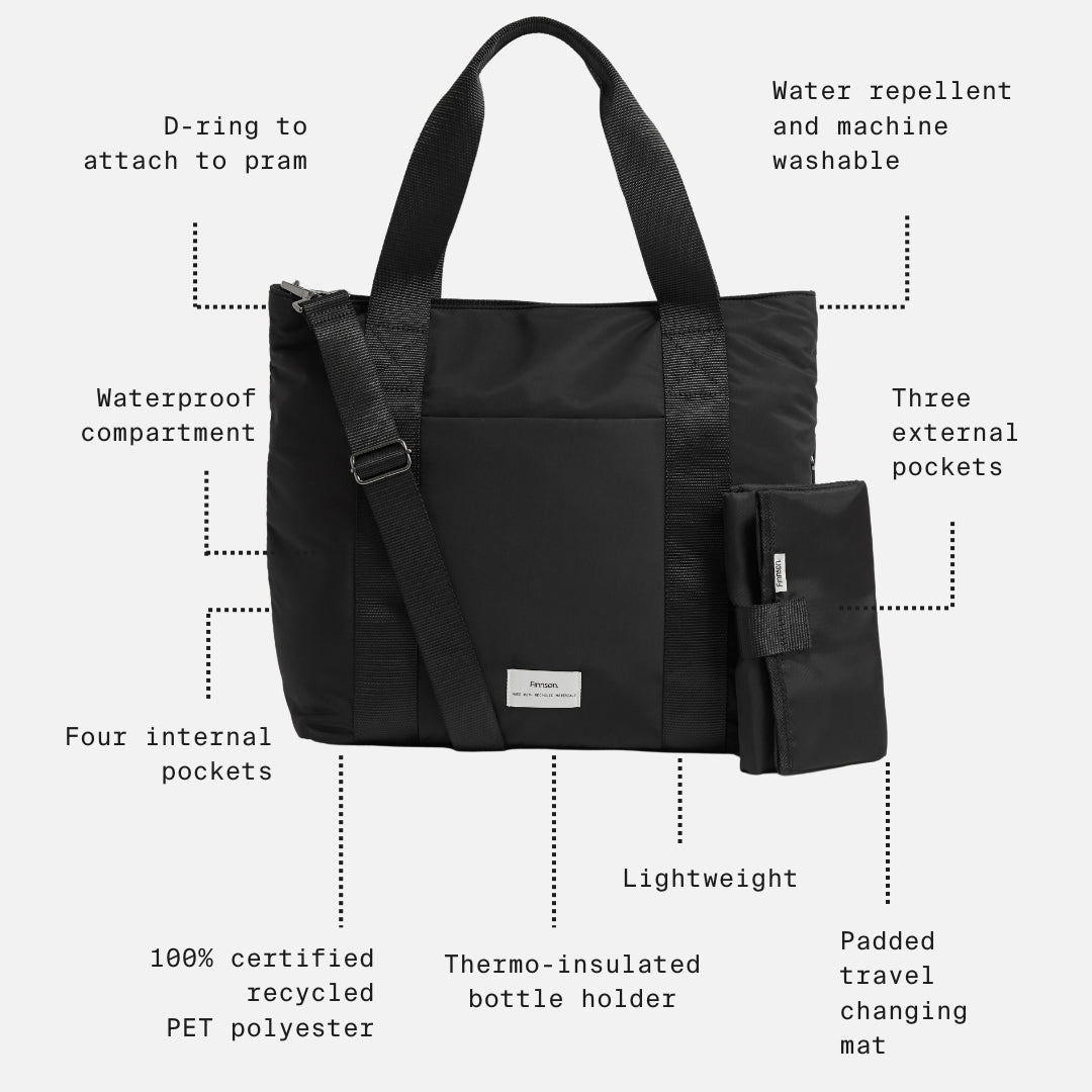  Finnson Selby Eco Changing Tote With Changing Mat - Black、mySite、merchandisen