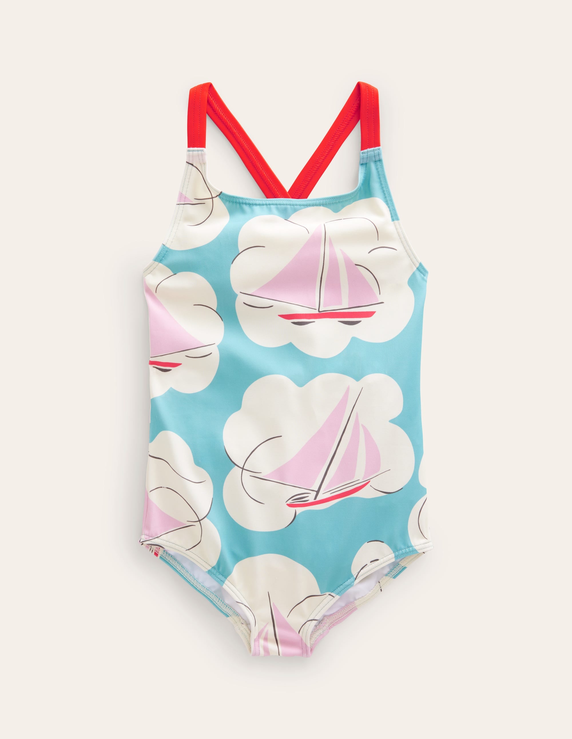  Cross-back Printed Swimsuit-Yacht Print、mySite、ashleygrahame