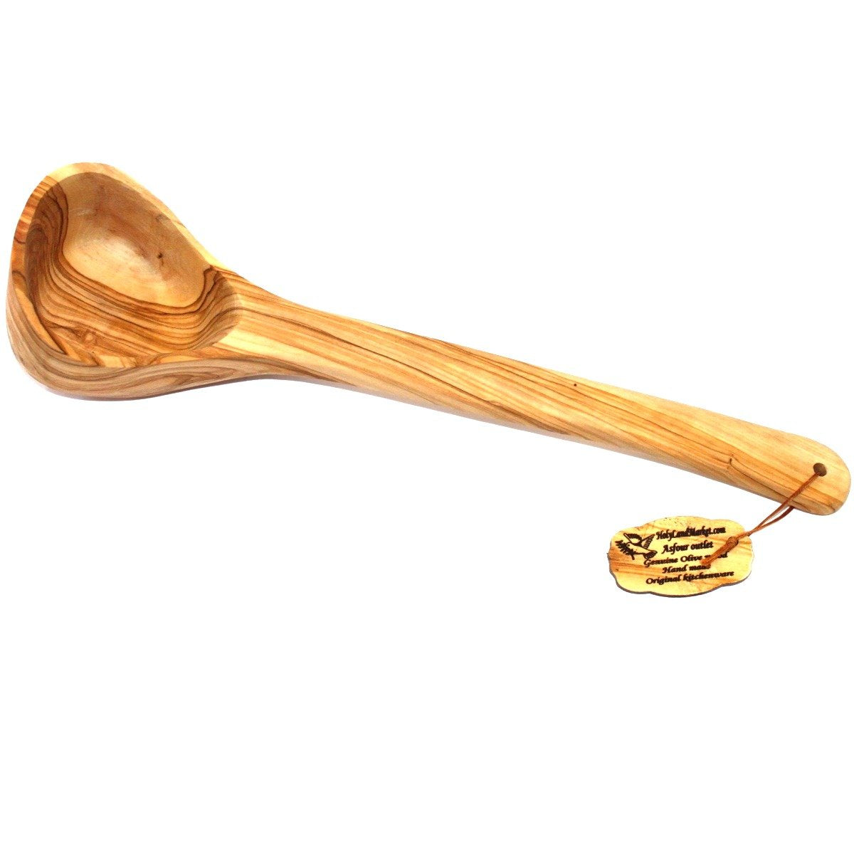 Handcrafted Olive Wood Soup Ladle - Large (Length 14 inches) - Asfour Outlet Trademark、mySite、topwebapps
