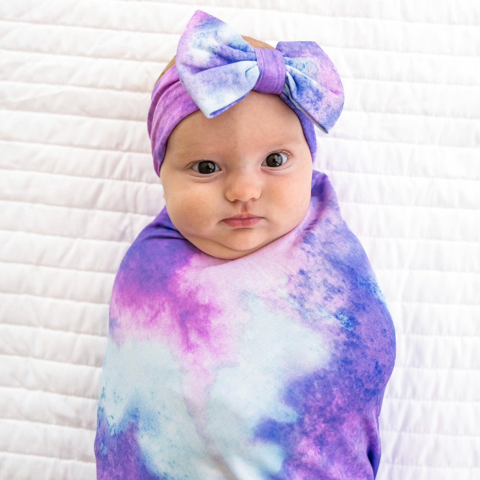 Purple Watercolor Swaddle & Luxe Bow Headband Set、mySite、g9winljtr