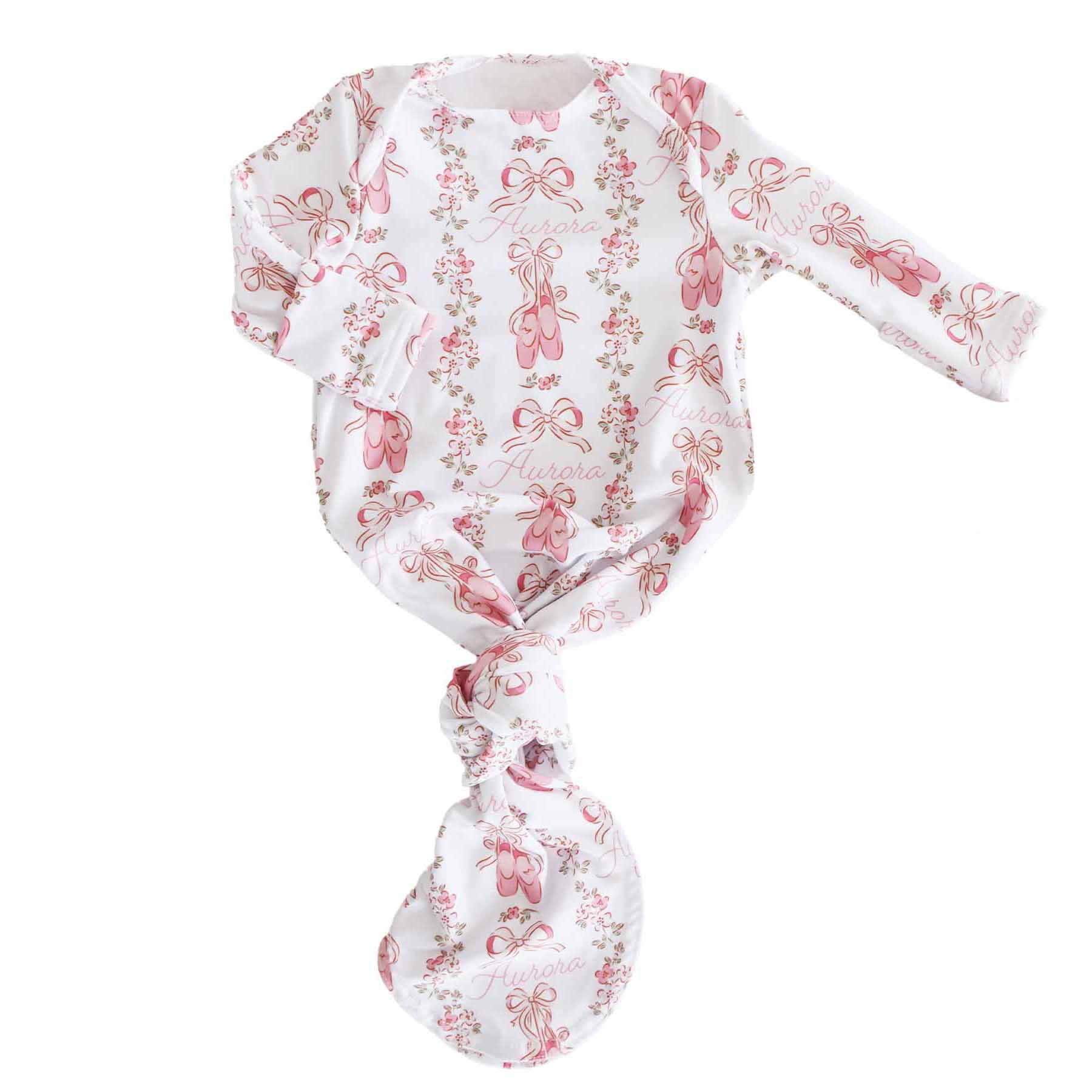  Ballet Blossoms Personalized Newborn Baby Knot Gown、mySite、layawaytickets