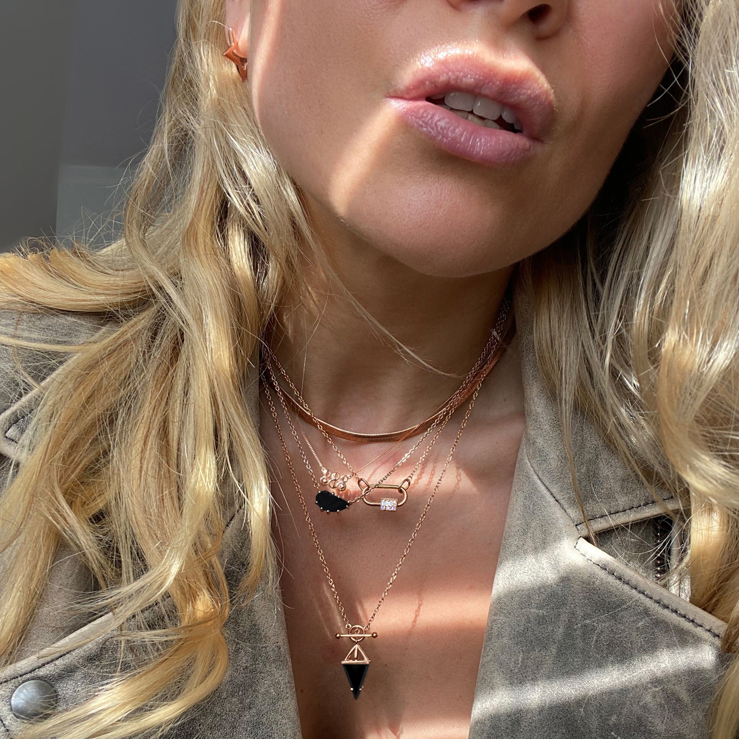 Black Obsidian Necklace - Heroine T-Lock Look、mySite、hinf8tx79