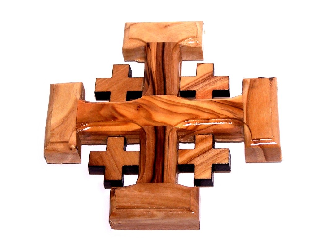 Olive Wood Jerusalem Cross (10.5x10.5 Cm or 4.1x4.1) By Holy Land Market、mySite、topwebapps