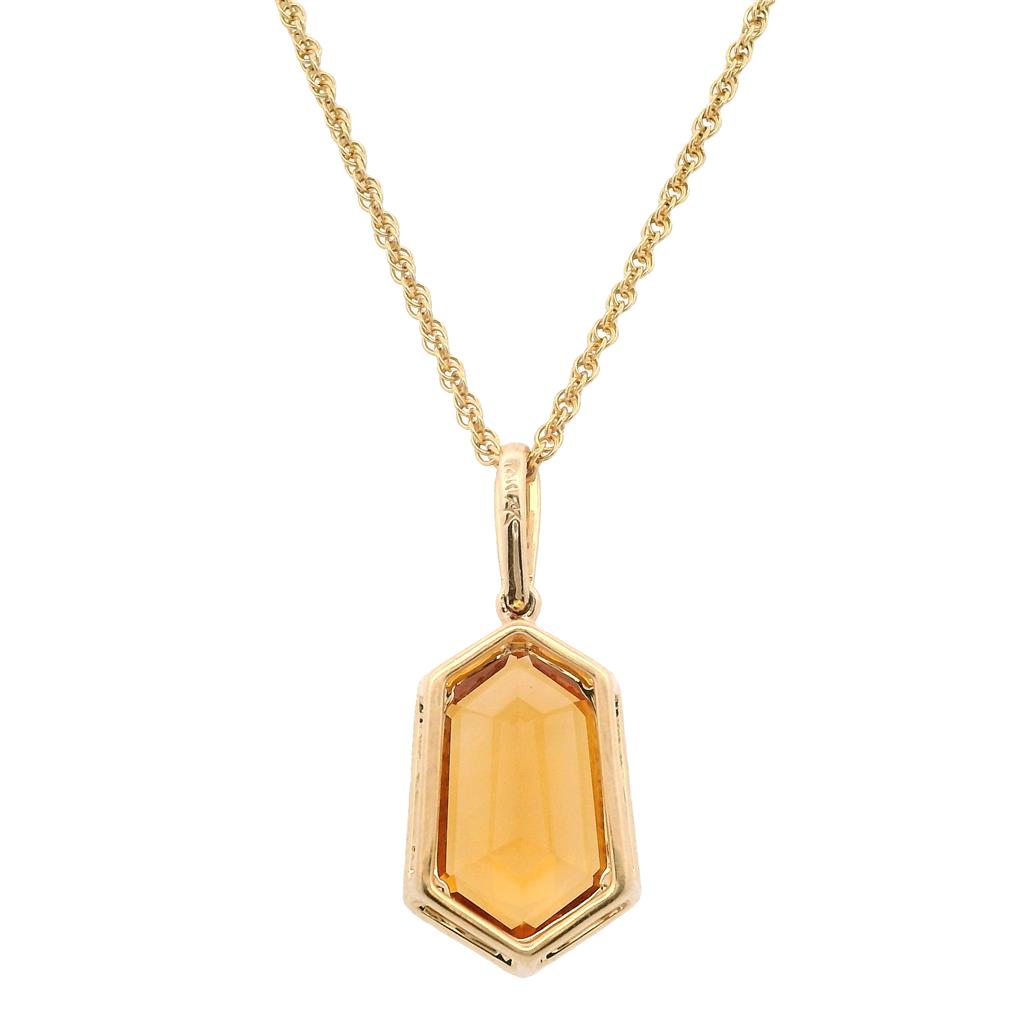 Estate 14K Yellow Gold 3.80ctw Citrine & Diamond Halo Necklace、mySite、botmansion