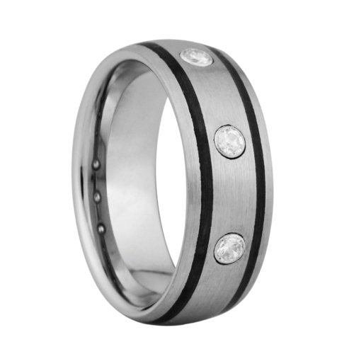  Tungsten ring with Resin enamelled inlay and CZ stone - 8mm wide、mySite、elrpsem3k