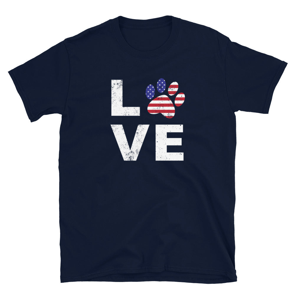 Patriotic Paw Love T-Shirt、mySite、camillekostekn
