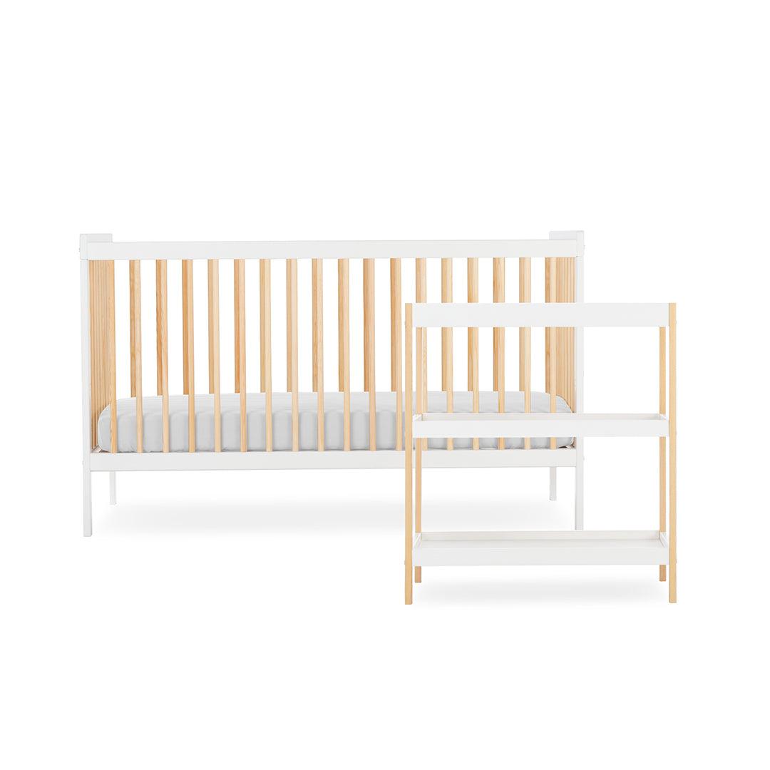  CuddleCo Nola 2 Piece Set Changer + Cot Bed - White/Natural、mySite、merchandisen