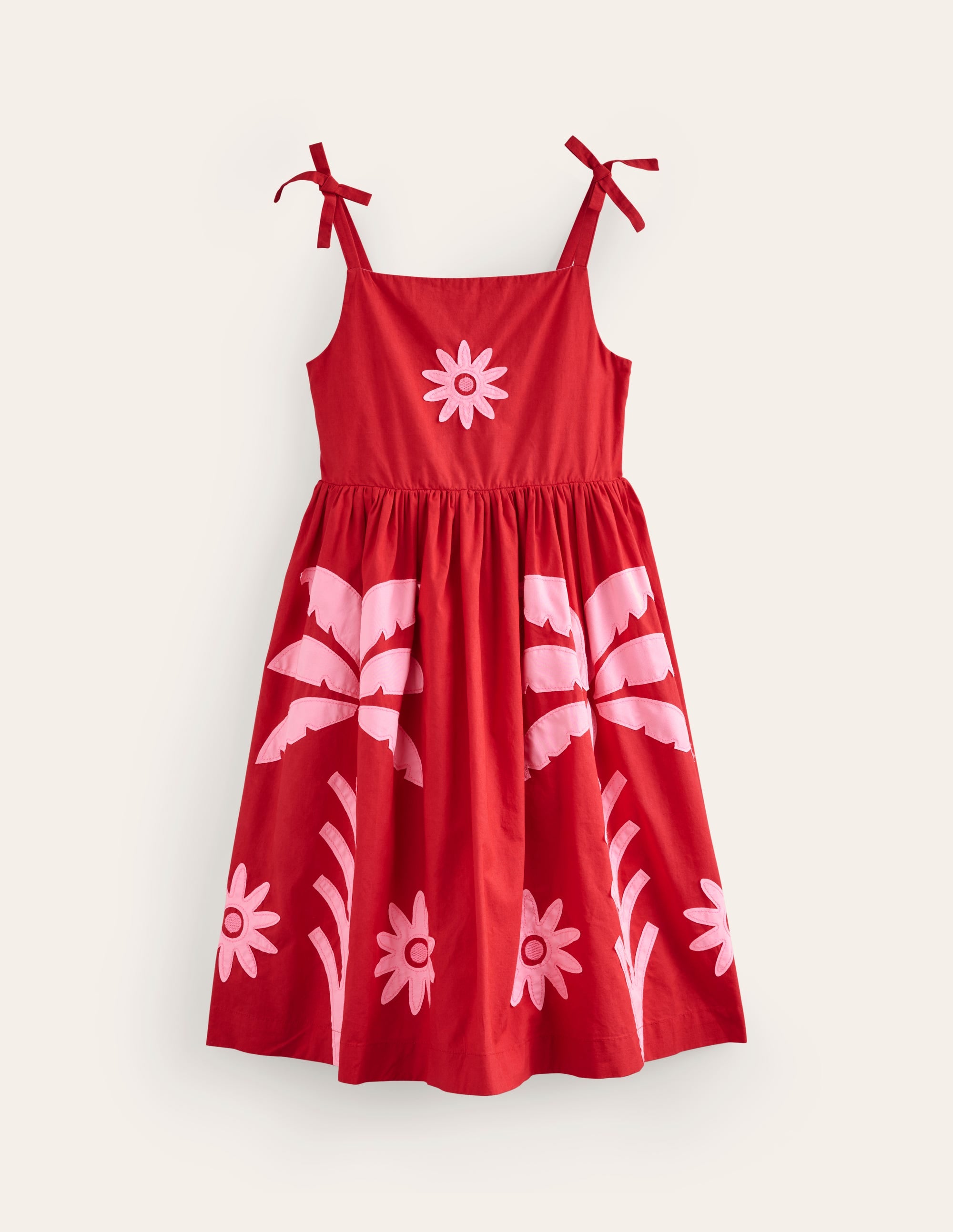  Appliqué Cotton Dress-Poppy Red Palms、mySite、ashleygrahame
